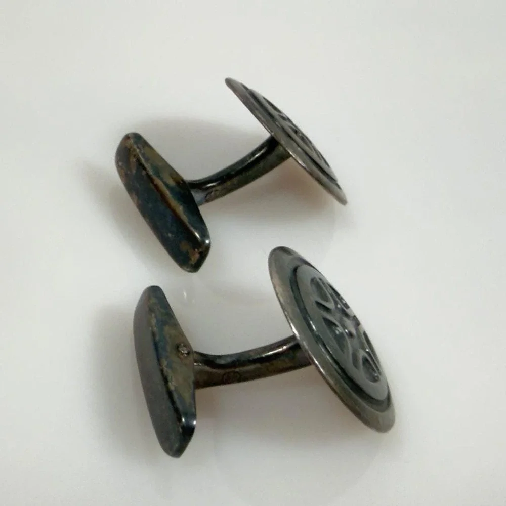 Vintage Modernist Cuff Links 916 Silver Kupittaan Kulta Finland 1965
